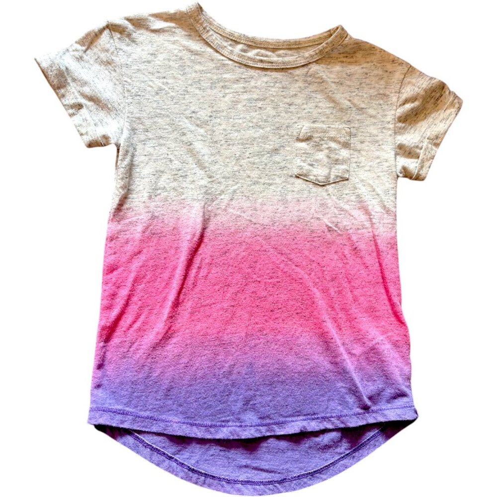 Cat & Jack girl's Ombre grey, pink, purple hi-low tee shirt with pocket sz XS‎